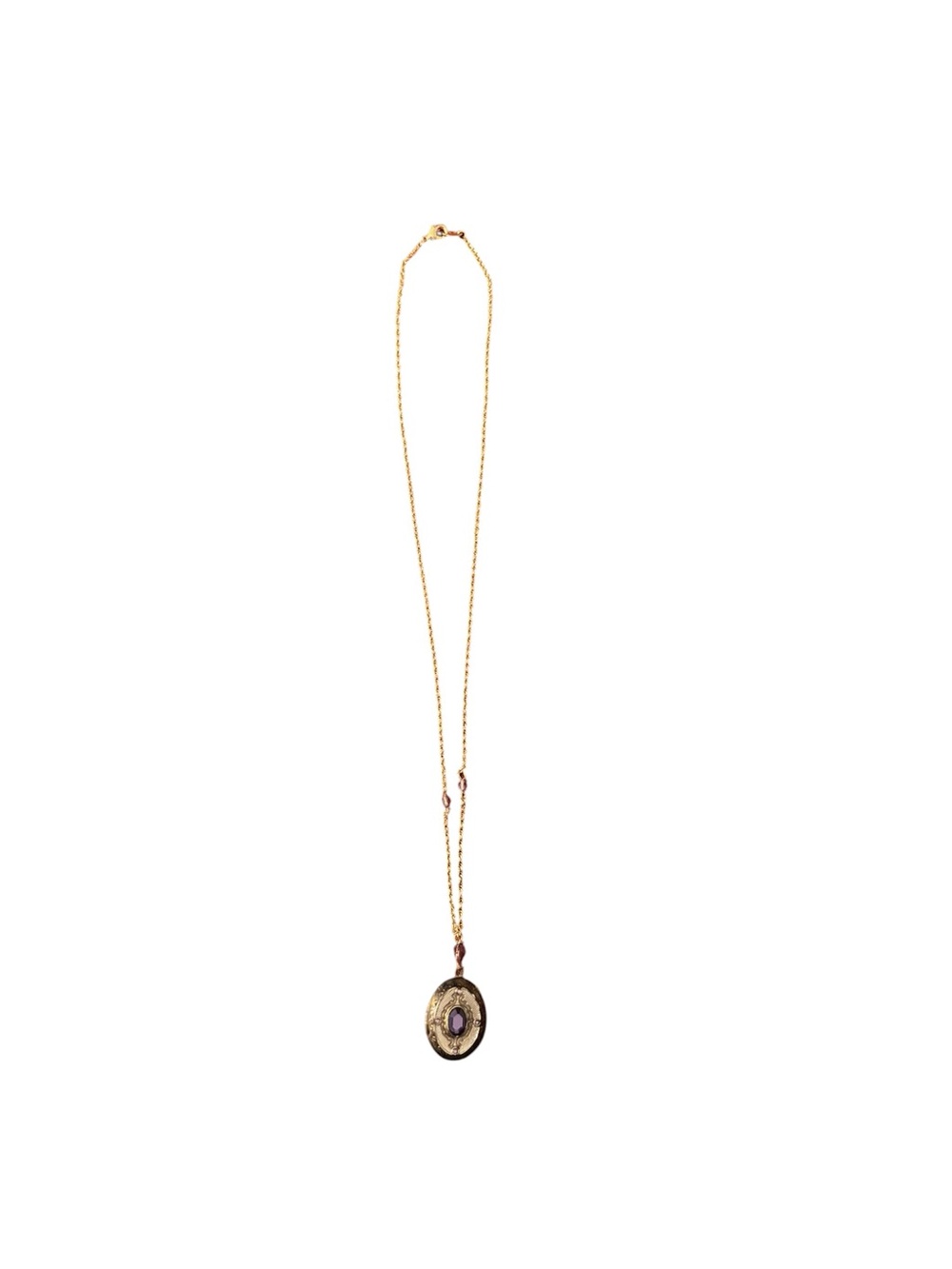 Avon Gold-Tone Necklace with Purple Stone Pendant